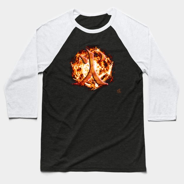 Fire Kanji Baseball T-Shirt by DustinEatonWorks